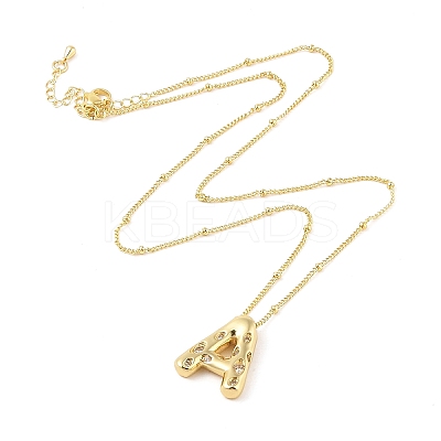 Brass Micro Pave Clear Cubic Zirconia Pendant Necklaces NJEW-Z038-01G-A-1