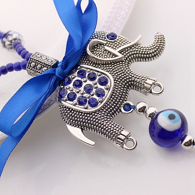 Alloy Rhinestone Elephant Pendant Decoration PW-WG56848-01-1