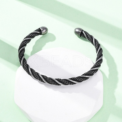 316 Surgical Stainless Steel Twisted Rope Shape Cuff Bangles BJEW-P319-04B-1