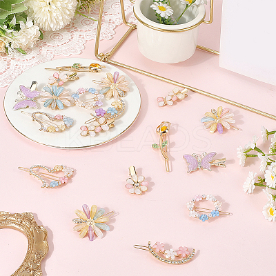 4 Bags 2 Styles Alloy & Resin Clip Hair Barrettes PHAR-SC0001-005-1