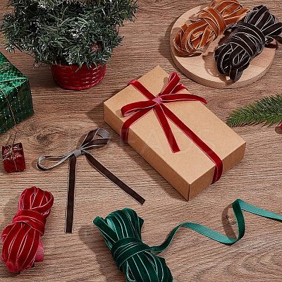 40 Yards 4 Colors Single Face Velvet Ribbons OCOR-PH0004-52-1