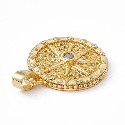Rack Plating Brass Cubic Zirconia Pendants KK-M236-16G-1