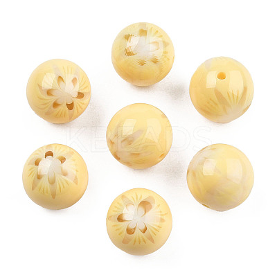 Flower Opaque Resin Beads RESI-T054-001-1