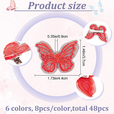 48Pcs 6 Colors Lace Butterfly Alligator Hair Clips PHAR-CP0001-15-1