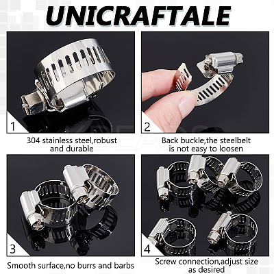 20Pcs 201 Stainless Steel with Iron Adjustable Worm Gear Hose Clamps STAS-UN0060-93A-1
