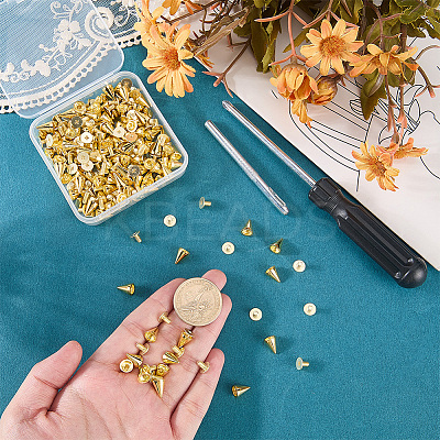 100 Bags Alloy Spiked Cone Rivets for Bag Decoration FIND-CL0002-06G-1