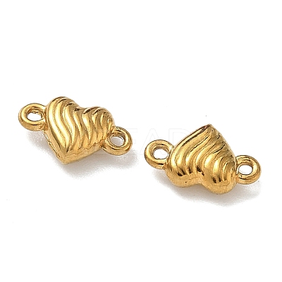 304 Stainless Steel Corrugated Heart Links Connector Charms STAS-D211-14D-G-1