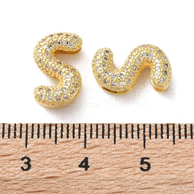Rack Plating Brass Micro Pave Cubic Zirconia Slide Charms KK-C084-34G-S-1