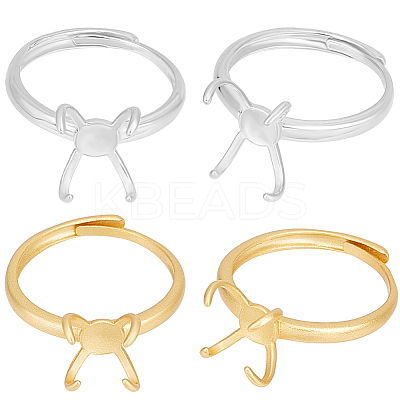 4Pcs 2 Colors Adjustable Brass Ring Components KK-BBC0012-94-1