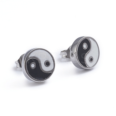 Feng Shui 304 Stainless Steel Stud Earrings X-EJEW-L248-047P-1