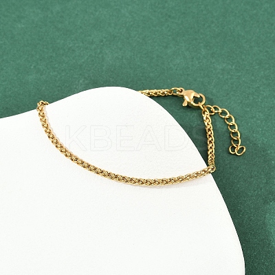 304 Stainless Steel Wheat Chain Bracelets for Unisex BJEW-K282-01A-G-1