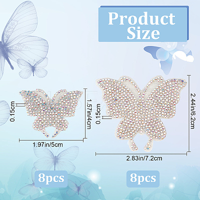 16Pcs 2 Style Butterfly Resin Rhinestone Stickers DIY-CP0008-77-1