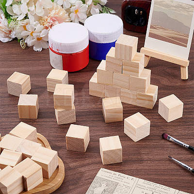 Unfinished Wood Craft Cube Block WOOD-AR0001-54B-1