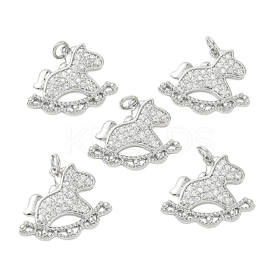 SHEGRACE Brass Micro Pave Cubic Zirconia Pendants XGRQ3D505-495P-1