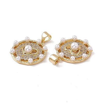 Brass Micro Pave Cubic Zirconia Pendants KK-B061-01G-1