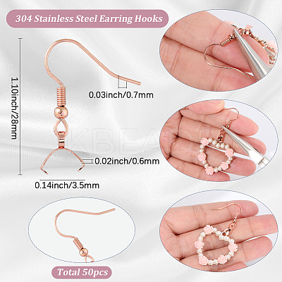 50Pcs 304 Stainless Steel Earring Hooks STAS-SC0010-74RG-1