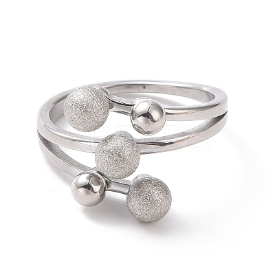Non-Tarnish 304 Stainless Steel Round Ball Finger Ring for Women RJEW-D120-13P-1