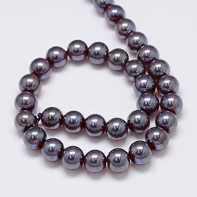 Electroplate Imitation Jade Glass Round Beads Strands EGLA-F037-10mm-M-1