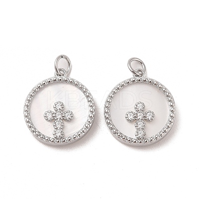 Brass Pendants Pave Shell X-KK-L208-76P-1