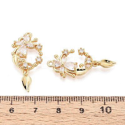 Brass Pave Clear Cubic Zirconia Pendants KK-T077-54G-1