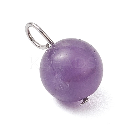 7Pcs 7 Colors Natural Aquamarine & Black Onyx & Amethyst & Malaysia Jade & Taiwan Jade & White Jade & Carnelian Round Pendants PALLOY-JF03193-1
