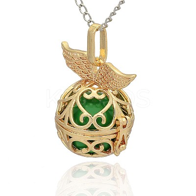 Golden Tone Brass Hollow Round Cage Pendants KK-J237-10G-1