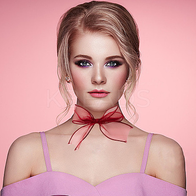 1Pc Gauze Bowknot Fabric Choker Necklaces for Women NJEW-CP0001-06A-1