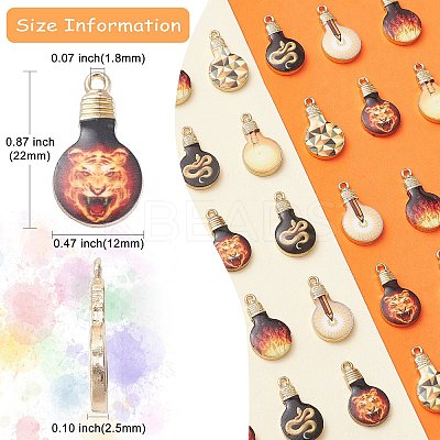 30Pcs 6 Styles Printed Alloy Enamel Pendants ENAM-CJ0005-11-1