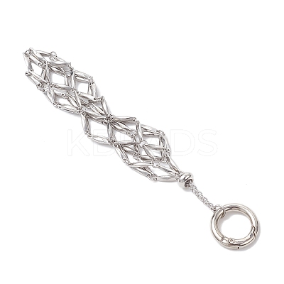 304 Stainless Steel Macrame Pouch Empty Stone Holder Pendant Decorations AJEW-JB01414-02-1