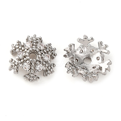 Brass Micro Pave Clear Cubic Zirconia Bead Caps KK-K278-48A-P-1