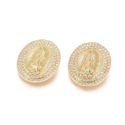 Brass Micro Pave Clear Cubic Zirconia Pendants ZIRC-G152-52G-1