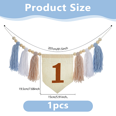 Bohemian Cotton Braided Tassel Banners AJEW-WH0752-049A-1