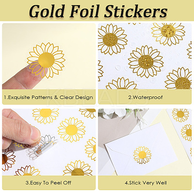 20 Sheets 5 Styles Gold Foil Self-adhesive Stickers DIY-CP0010-86-1