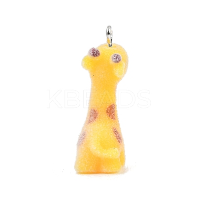 Animal Shape Flocky Resin Pendants RESI-Q229-01J-1