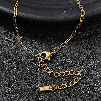 Natural Keshi Pearl Stick & Rectangle Purple Glass Pendant 304 Stainless Steel Paperclip hain Necklaces for Women NJEW-K255-54G-1