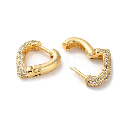 Brass Pave Clear Cubic Zirconia Hoop Earrings EJEW-M258-04G-1