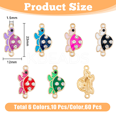 60Pcs 6 Colors Alloy Enamel Connector Charms ENAM-HY0001-26-1