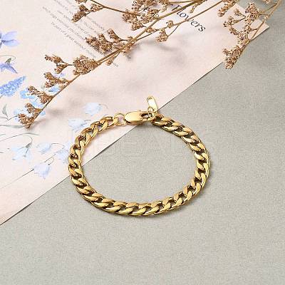 Woman's 304 Stainless Steel Cuban Link Chain Bracelets X-BJEW-JB05611-01-1