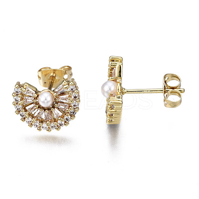 Brass Micro Pave Cubic Zirconia Stud Earrings EJEW-T014-58G-NF-1