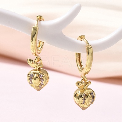 Brass Cubic Zirconia Hoop Earrings EJEW-Q015-01G-C-1