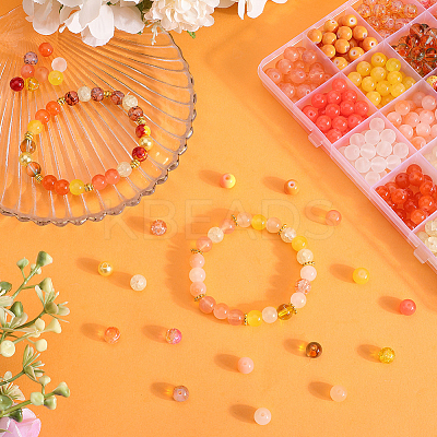 DIY Round Imitation Acrylic Pearl and Glass Beads Jewelry Making Finding Kits DIY-SP0002-78C-1