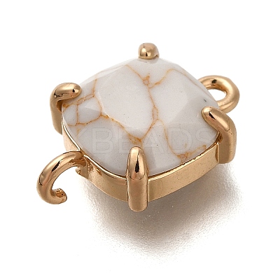 Brass Glass Imitation Gemstone Connector Charms KK-Z076-01G-04-1