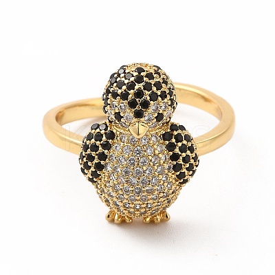 Cubic Zirconia Penguin Open Cuff Ring KK-A180-55G-1