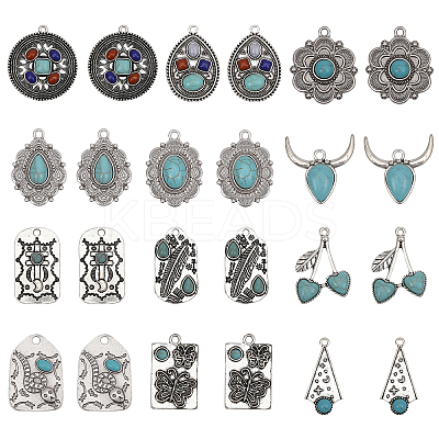 24Pcs 12 Style Synthetic Turquoise Pendants FIND-CA0008-21-1