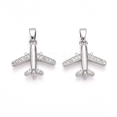 Brass Micro Pave Cubic Zirconia Pendants KK-T070-82P-1