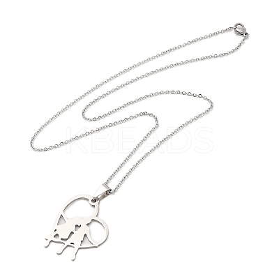 Non-Tarnish 201 Stainless Steel Cable Chain Heart with Couple Pendant Necklaces for Women LS-NJEW-U005-01P-1