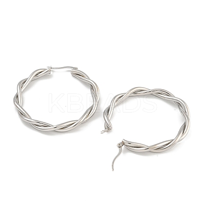304 Stainless Steel Twist Ring Hoop Earrings for Women EJEW-U022-14P-1