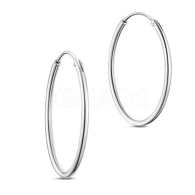 Rhodium Plated 925 Sterling Silver Hoop Earrings JE670A-02-1