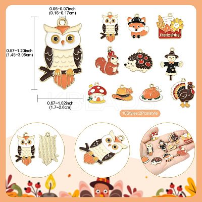 20Pcs 10 Styles Thanksgiving Theme Alloy Enamel Pendants FIND-FS0004-84-1
