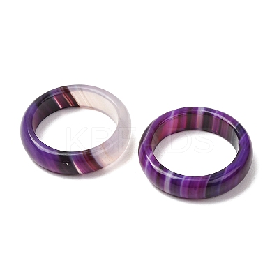 Dyed & Heated Natural Striped Agate/Banded Agate Finger Rings for Women RJEW-Z075-02X-1